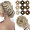 Extensions de Chignon Queue de cheval 55G Chouchou Chignon Cheveux Elastique Volume Epais Pour Femmes, Gris Argenté