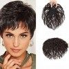 Cheveux humains courte Cheveux bouclés Clip Décorations en couronne Nature Look Fermeture Wiglet sur le dessus pour femme Coq