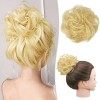 RUWISS Postiche 100% Cheveux Humains Rose Chignon pour Femmes Cheveux Humains Scrunchies Postiches Bun Bouclé Extension Queue