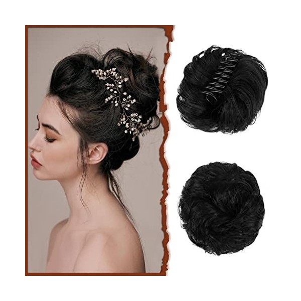 Sofeiyan Chignon Postiche Cheveux Pince à griffes Bouclés Ondulés Chouchou Cheveux Faux Chignons pinces à Griffes Synthétique