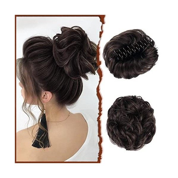 Sofeiyan Chignon Postiche Cheveux Pince à griffes Bouclés Ondulés Chouchou Cheveux Faux Chignons pinces à Griffes Synthétique