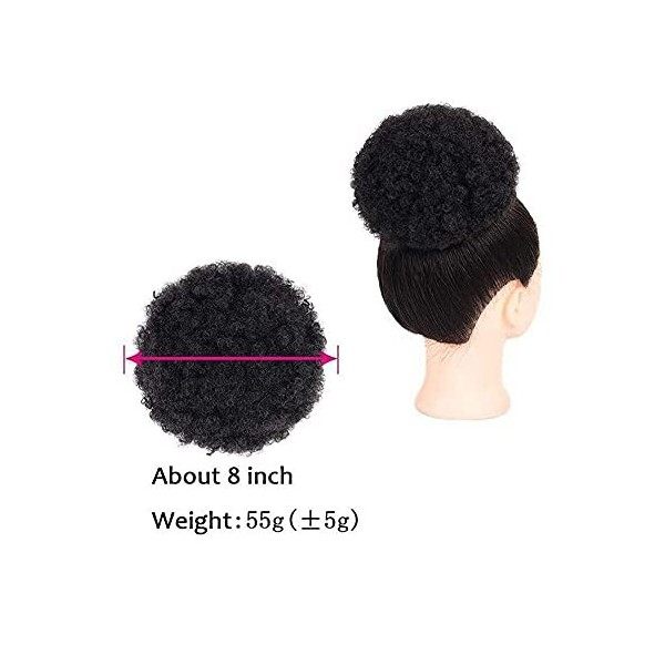 Extensions capillaires afro avec cordon de serrage - Cheveux synthétiques bouclés naturels noir-1 