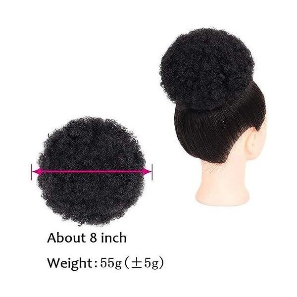 Extensions de cheveux afro synthétiques avec cordon de serrage pour queue de cheval - Cheveux afro courts et bouclés - Pour f