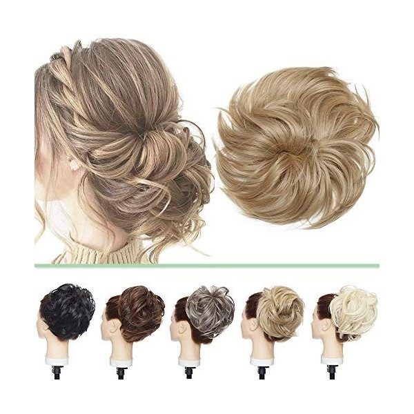 Grand Chignon Chouchou Extension de Cheveux Chignon Ondulé Elastique 80G Chignon Synthétique Epais Donut Queue de cheval Post