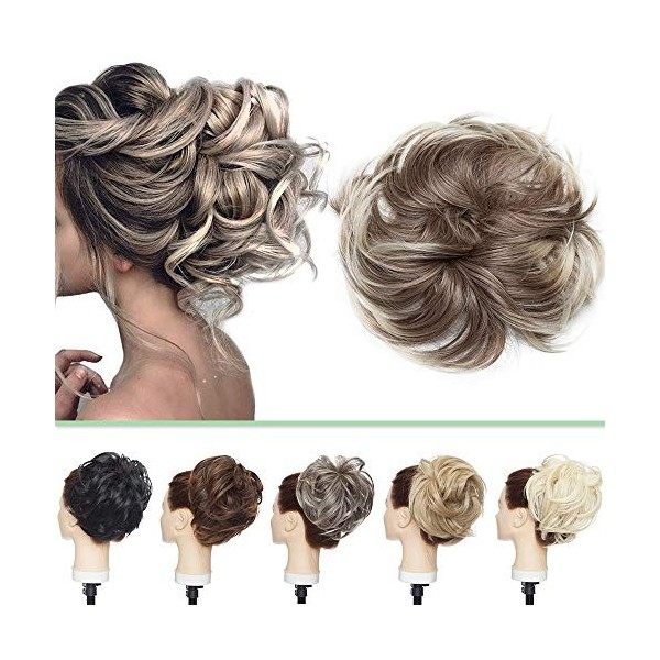 Grand Chignon Chouchou Extension de Cheveux Chignon Ondulé Elastique 80G Chignon Synthétique Epais Donut Queue de cheval Post