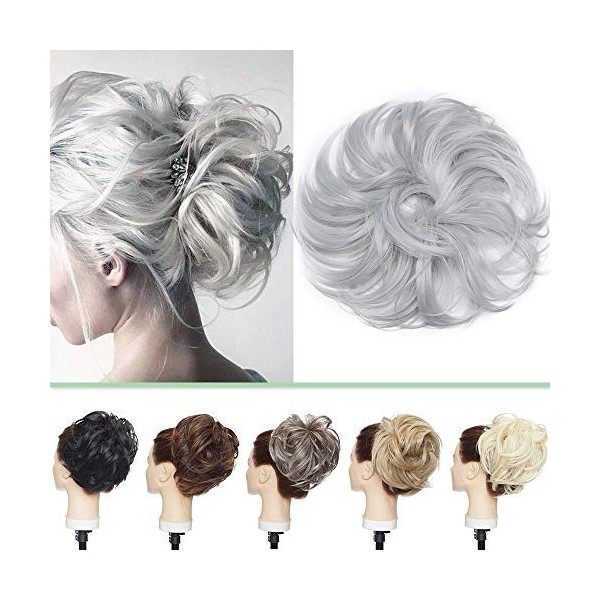 Grand Chignon Chouchou Extension de Cheveux Chignon Ondulé Elastique 80G Chignon Synthétique Epais Donut Queue de cheval Post