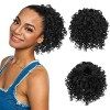 RUWISS Postiche Afro Queue de Cheval Courte Bouclés Ponytail Extension Cheveux Naturel Cordon de Serrage Clip Synthétique Raj