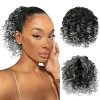 RUWISS Postiche Afro Queue de Cheval Courte Bouclés Ponytail Extension Cheveux Naturel Cordon de Serrage Clip Synthétique Raj