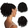 RUWISS Postiche Afro Queue de Cheval Courte Bouclés Ponytail Extension Cheveux Naturel Cordon de Serrage Clip Synthétique Raj