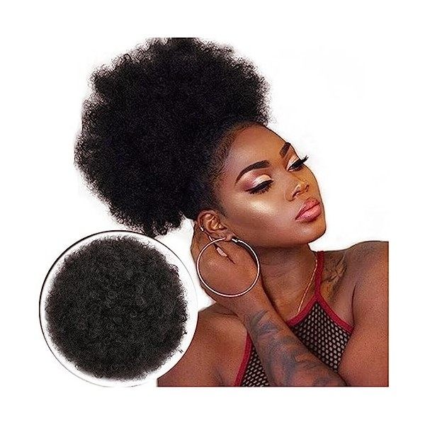 Afro Puff Cordon Queue de Cheval Afro Puff Queue de Cheval à Cheveux Afro Kinky Bouclés Extension a Clip Cheveux Afro Courts 