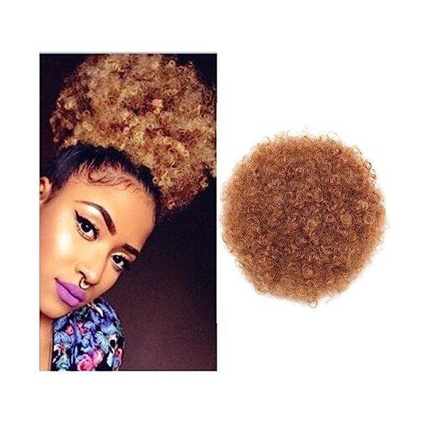 Afro Puff Cordon Queue de Cheval Afro Puff Queue de Cheval à Cheveux Afro Kinky Bouclés Extension a Clip Cheveux Afro Courts 