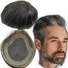 Toupet Cheveux Humains pour Hommes Yanahair Respirant Suisse Dentelle Avec PU Postiche Base Perruques,8x10 pouces de Densité 