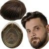 Toupet Cheveux Humains pour Hommes Yanahair Respirant Suisse Dentelle Avec PU Postiche Base Perruques,8x10 pouces de Densité 