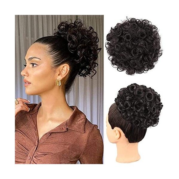 PORSMEER Chignon Postiche Cheveux Grande Postiches Bouclés Ondulés Cheveux Naturel Queue de Cheval Synthétique Drawstring Ext