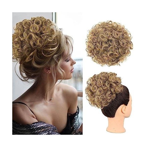 PORSMEER Chignon Postiche Cheveux Grande Postiches Bouclés Ondulés Cheveux Naturel Queue de Cheval Synthétique Drawstring Ext