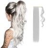 Une Pièce Queue de Cheval Bande Magique Postiche Extension a Clip Cheveux Naturel Wrap Around Ponytail Tout Droit 58cm - Blon