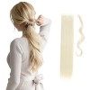 Une Pièce Queue de Cheval Bande Magique Postiche Extension a Clip Cheveux Naturel Wrap Around Ponytail Tout Droit 58cm - Blon