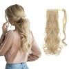 Une Pièce Queue de Cheval Bande Magique Postiche Extension a Clip Cheveux Naturel Wrap Around Ponytail Tout Droit 58cm - Blon