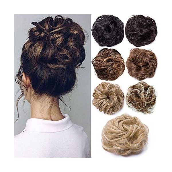 Extensions de Cheveux Naturel Postiche Cheveux Caoutchouc Chouchou Scrunchy Hair Extensions Chignon VOLUMINEUX Bouclés Décoif