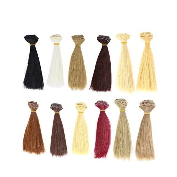 SUPVOX Lot de 12 extensions de cheveux en cheveux naturels 100 x 15 cm