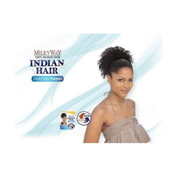 MILKY WAY 100% Human Hair Ponytail - INDIAN JERRY PONY 8 Wet & Wavy - 2 DARK BROWN by Milky Way