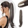 Ponytail Cheveux Naturel Postiche - Extension Queue de Cheval Rajout Cheveux Clip Claw Long Synthétiques pour Femme 53cm Lis