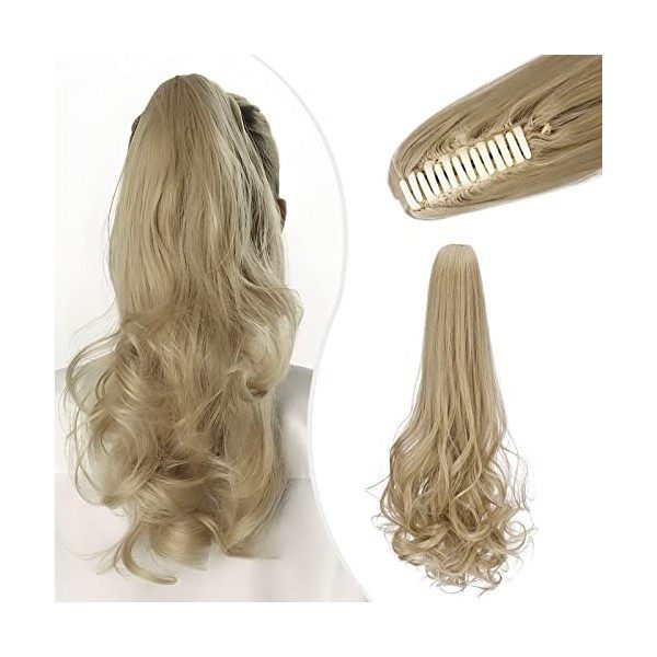 Ponytail Cheveux Naturel Postiche - Extension Queue de Cheval Rajout Cheveux Clip Claw Long Synthétiques pour Femme 53cm Lis