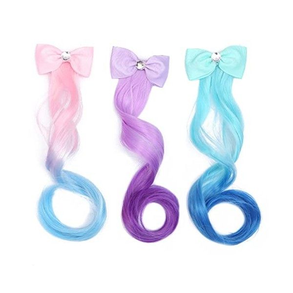 SIOPPKIK 3PCS épingle à Cheveux Boucles Postiche Cheveux, Perruque Enfant Fille Tressé Cheveux, Arc Accessoire Cheveux, Dress