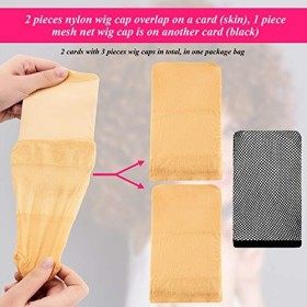 Wig Cap Liner Cap de Perruque Cap de Perruque en Nylon, Pack de 3, Noir