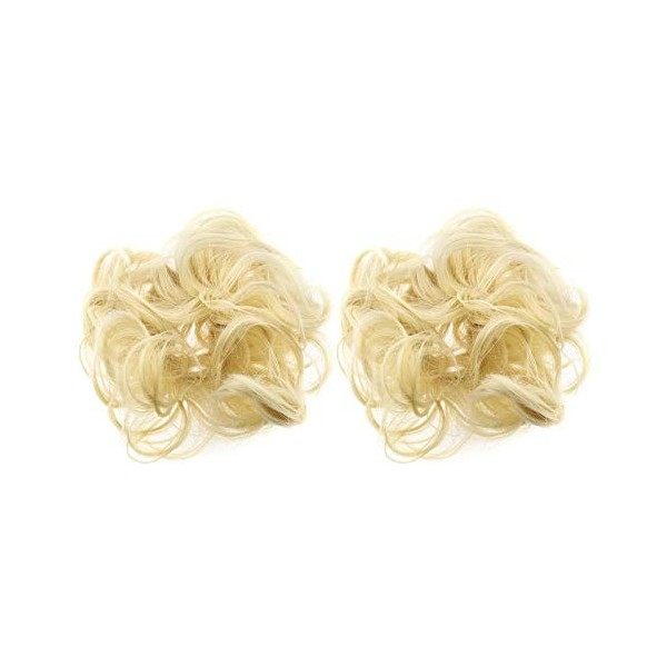 Lot de 2 chouchous bouclés pour chignon Blond clair