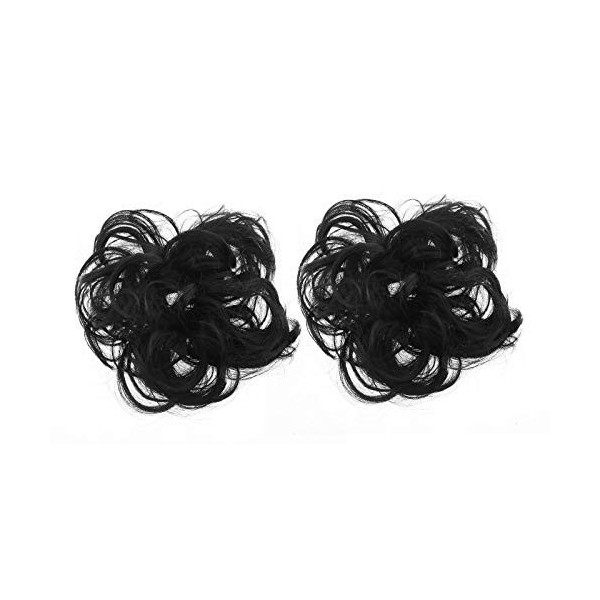 Lot de 2 chouchous bouclés pour chignon Blond clair