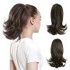 CJL HAIR Extensions de cheveux synthétiques à clipser pour queue de cheval - 35,6 cm - Noir cassé - Pour femme et fille