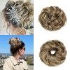 Gairyan Postiche Chignon Chouchou Cheveux Désordonné Bouclés Ondulés Volume Extensions de Postiche Cheveux 40g Auburn 