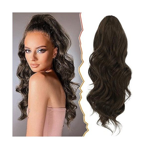 BARSDAR Extension de Queue de Cheval Cordon, Longue Bouclée Ondulée Drawstring Ponytail Extensions de Cheveux Synthétique Pos