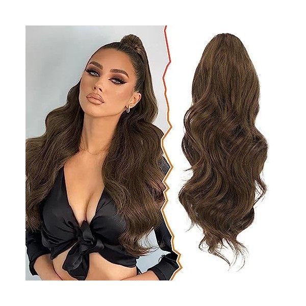 BARSDAR Extension de Queue de Cheval Cordon, Longue Bouclée Ondulée Drawstring Ponytail Extensions de Cheveux Synthétique Pos