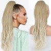 PORSMEER Brun blond Queue de Cheval Cordon Longue Ondulées Ponytail Cheveux Naturel Postiche Extensions de cheveux Rajout Dra