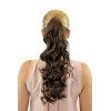 WIG ME UP - Extension natte queue de cheval ondulée légèrement bouclée blond foncé nouveau système avec peigne et bandeau 45 