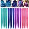 FYHTSD Purple and Blue Dyed Hair Extensions Clip In For Girls Kids Women Hair Accessories Wig Hair Pieces Christmas Halloween