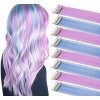 FYHTSD Purple and Blue Dyed Hair Extensions Clip In For Girls Kids Women Hair Accessories Wig Hair Pieces Christmas Halloween