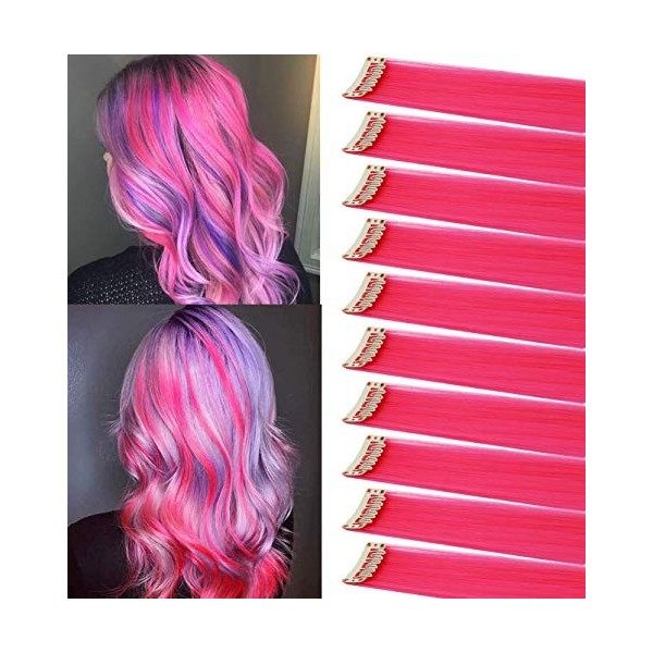 FYHTSD Purple and Blue Dyed Hair Extensions Clip In For Girls Kids Women Hair Accessories Wig Hair Pieces Christmas Halloween