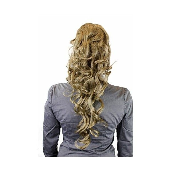 WIG ME UP - Extension volumineuse queue de cheval bouclée très longue mini pince-papillon+ peigne+ élastique env. 60 cm mélan