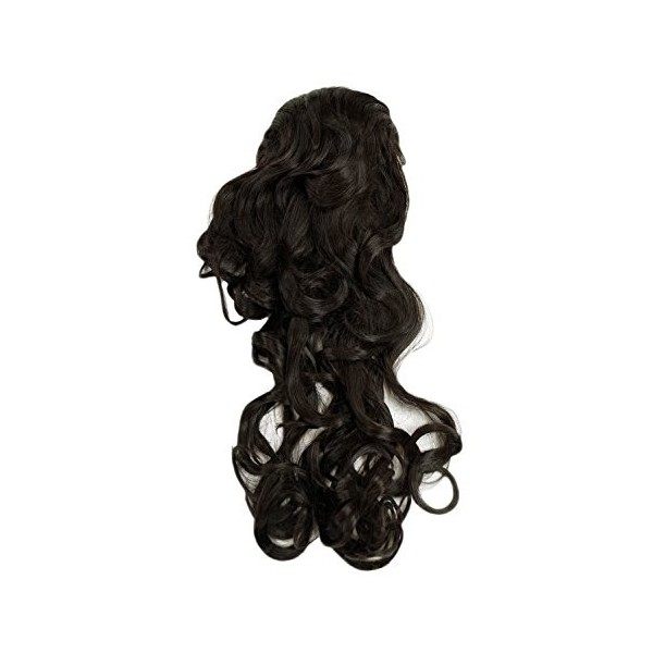 WIG ME UP - Extension volumineuse queue de cheval bouclée très longue mini pince-papillon+ peigne+ élastique env. 60 cm mélan