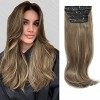 Lot de 4 extensions de cheveux à clipser pour femme - Cheveux longs et raides - Cheveux longs et épais - Fibre synthétique on...