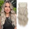 Lot de 4 extensions de cheveux à clipser pour femme - Cheveux longs et raides - Cheveux longs et épais - Fibre synthétique on