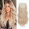 Lot de 4 extensions de cheveux à clipser pour femme - Cheveux longs et raides - Cheveux longs et épais - Fibre synthétique on