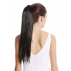 WIG ME UP - Srosy-3 Extension natte queue de cheval nouveau système peigne et serre-tête élastique brun foncé lisse 55 cm