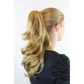 Postiche, tresse, blond, blond foncé, env. 45cm ondulé, attache par pince JL-0067-18-25