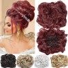 Extensions a Clip Cheveux Naturel Peigne Postiche Cheveux Courts Ondulés Chouchou Postiche de Mariage Bouclés Postiche Queue 