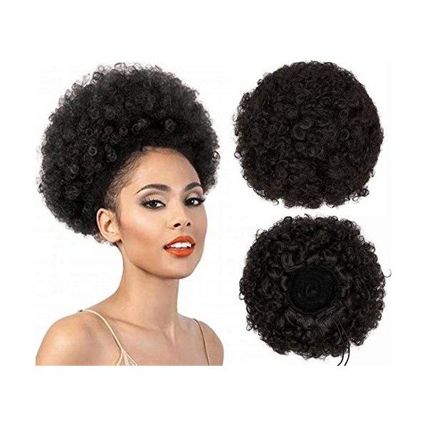 Extensions de cheveux frisé afro pour avec cordon de serrage pour femme noire, taille XL