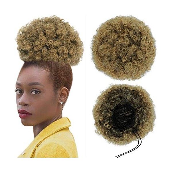 Extensions de cheveux frisé afro pour avec cordon de serrage pour femme noire, taille XL